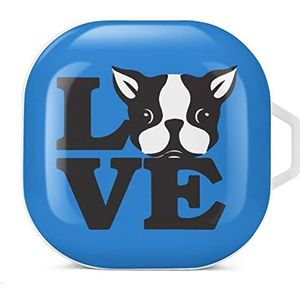 I Love Boston Terriers Oordopjes Hoesje Compatibel met Samsung Hard Shell Beschermhoes Wit-Stijl