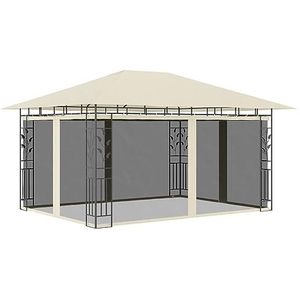Gecheer Paviljoen met muggennet, 4 x 3 x 2,73 m, crème, 180 g/m², tuinpaviljoen, partytent, grillpaviljoen