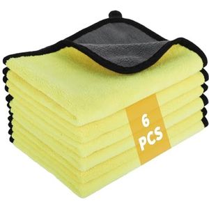 6 stuks Microvezeldoeken voor autoverzorging, 600 g/m², 30 x 40 cm (geel)