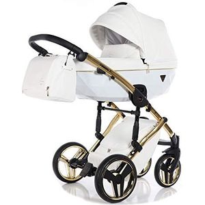 Kinderkinderwagenset JUNAMA Diamond Individuele Babykinderwagen Buggy Babyzitje + Accessoires (04 goud-weiß, 2IN1)