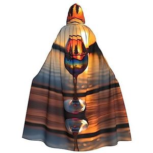 Bxzpzplj Sunset Wijnglas Hooded Mantel voor mannen en vrouwen, carnaval tovenaar kostuum, perfect voor cosplay, 185 cm