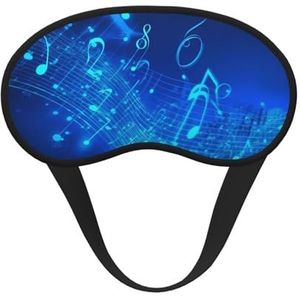 Slaapoogmasker voor dames en heren, zacht, comfortabel slaapmasker, verduisterend, slaapoogbedekking voor reizen, yoga, dutje, werk, blauwe muzieknoten