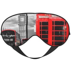 FZGGWYHL Engeland UK Retro Londen Telefoon Gedrukt Zachte Oogmasker Slaap Aid Oogmasker Reizen Slaap Oogmasker