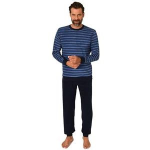 Normann Herenpyjama met lange mouwen, badstof, pyjama met manchetten, ook in grote maten, Navy1, 54