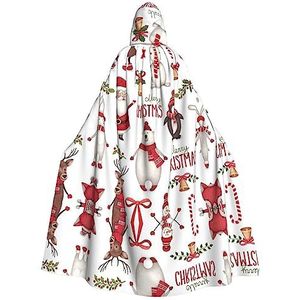Bxzpzplj Kerstmanmantel met capuchon voor mannen en vrouwen, volledige lengte Halloween maskerade cape kostuum, 185 cm