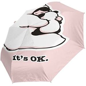 Babybeer Panda Roze Automatische Opvouwbare Paraplu UV-bescherming Auto Open Sluiten Vouwen Winddicht Zonneblokkering voor Reizen Strand Vrouwen Kinderen