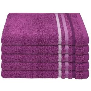 Schiesser Handdoek Skyline Color - 100% Katoen - Set van 5 badhanddoeken - Goed absorberende badlaken set - 30 x 50 cm - Paars