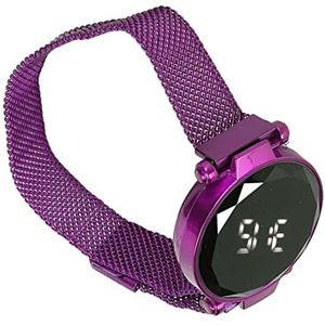 Ronde LED-horloge, LED Digital Fashion Design Touchscreen Dames LED-horloge Vouwsluiting Prachtige glans voor meisje Purper