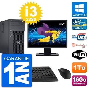 Dell PC Tower T1650 Display, 27 inch, Intel i3-3220 RAM, 16 GB, harde schijf 1 TB, Windows 10, WiFi (gereviseerd)