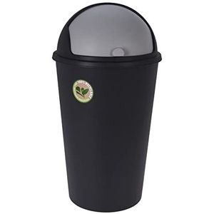 Spetebo XL Afvalemmer met schuifdeksel, zwart, 25 l, ronde afvalemmer met koepeldeksel, cosmetica-emmer, afvalemmer, recyclebaar