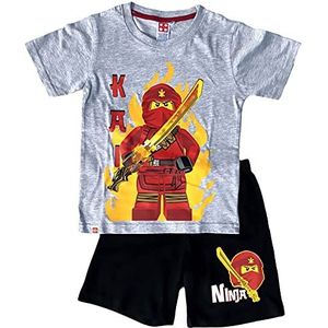 TVM Europe Lego Ninjago Pyjama Shorty Ninja pyjama jongens + meisjes in navy of lichtgrijs mt. 116 122 128 134 140 146, lichtgrijs-zwart,