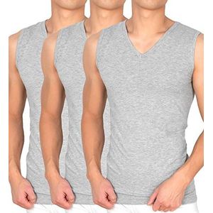 MC's Goods Onderhemd voor heren, verpakking van 3 stuks, zakelijke tanktop met V-hals en mouwloos, stretch door 95/5 katoen/elastaan, wit, zwart en grijs, S-XXL, zwart, L