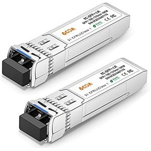 6COMGIGA 10GBase-LR SFP+-zendontvanger, 10G LC enkele modus module DDM, 1310 nm, 10 km voor Cisco SFP-10G-LR, Meraki MA-SFP-10GB-LR, Ubiquiti UF-SM-10G, Mikrotik, D-Link, Supermicro, Netgear [2 stuks]
