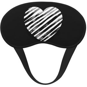 Slaapoogmasker voor dames en heren, zacht, comfortabel slaapmasker, verduisterend, slaapoogbedekking voor reizen, yoga, dutje, werk, zwart-wit gestreept hart