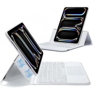 ESR voor iPad Pro 11 inch (M5/M4, 2025/2024), toetsenbordhoes met trackpad, magnetisch afneembaar toetsenbord met toetsen met achtergrondverlichting, standaard in landschapsformaat, wit