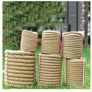 Dik touw, natuurlijk jute touw, 30 mm -80 mm henneptouw dikke tuin jute touw string natuurlijk 100% jute touw touwtrekken nautische kat krabpaal (maat: 30 mm 10 m) (maat: 30 mm 10 m)