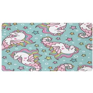 VAPOKF Eenhoorn zeepaardje met sterren keukenmat, antislip wasbaar vloertapijt, absorberende keukenmatten loper tapijten voor keuken, hal, wasruimte