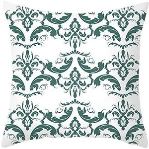 Ethereval Linnen bank kussenhoezen rechthoek kussen foundation case graffiti patroon kussensloop rits standaard maat kussenslopen voor woonkamer wit donkergroen - 40 x 40 cm