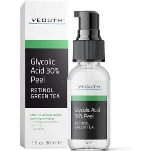 YEOUTH Glycolzuur Peel voor Gezicht, Thuis Exfoliator Aha 30% Glycolzuur Gezicht Peel met Retinol, Ontworpen om te verfrissen en glad de verschijning van de huid 30ml