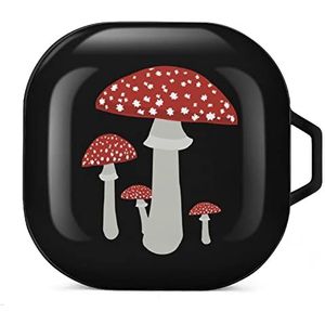 Paddestoelen rode kunst oordopjes hoesje compatibel met Samsung hard shell beschermhoes zwart-stijl