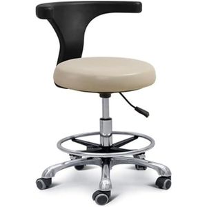Professionele tandartsstoel, in hoogte verstelbare tandartsassistentenkruk, 360° draaibare armleuning, PU-leren zadelstoel, voor kliniek, kapsalon, laboratorium, keuken, thuiskantoor(Natural)