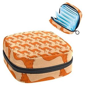 Periode Pouch Draagbare Tampon Opbergtas,Tampon Houder voor Portemonnee Vrouwelijke Product Organizer,Oranje Dierlijke Vossen Patroon, Meerkleurig, 4.7x6.6x6.6 in/12x17x17 cm