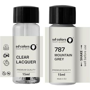 SD COLORS BERG GRIJS 787 Nieuwe Touch Up Verf 15 ML REPARATIE KRASCHIP BORSTEL KLEUR CODE 787 BERG GRIJS (VERF+LACQUER)