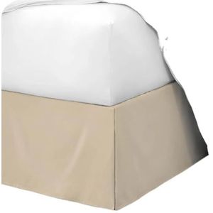 Bedrok gemaakt standaard stijl geplooide op maat bedrok met stof - 35 cm (14 inch) hoogte (geen laken) (beige, 140 x 190 x 35 cm)