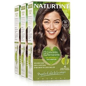 Naturtint Biobased | Ammoniakvrije kleuring | 100% grijsdekking | Plantaardige ingrediënten | Natuurlijke en langhoudende kleur |5N Lichtbruin | Pak van 3