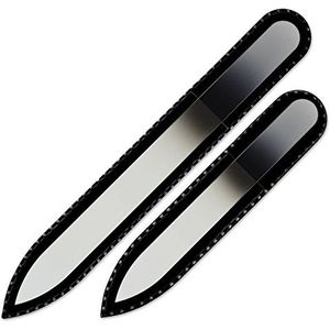 Mont Bleu set van 2 glazen nagelvijlen in een fluwelen zakje, regenboogkleuren, echt getemperd Tsjechisch glas – levenslange garantie – handgemaakt in Tsjechië – beste nagelvijlen voor natuurlijke nagels