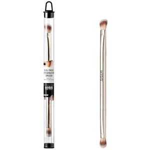 KISS NEW YORK Professionele dubbele oogschaduwborstel, schuine en grote borstel voor nauwkeurige vormgeving, vlekkerige oogschaduwtoepassing, mengen en instellen van doelgebied