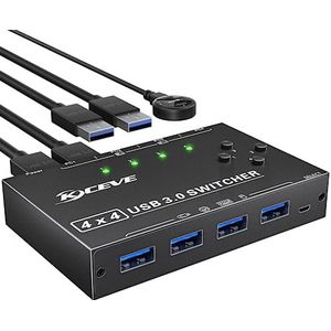 USB Switch 4 PC USB 3.0 Switcher 4 in 4 out, USB Switch 3.0 for 4 Computers Delen 4 USB-apparaten Toetsenbord, muis, printer, scanner, U-disk met 4 USB 3.0 Cables