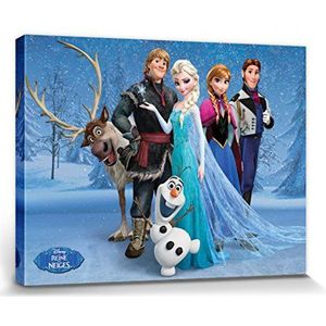 1art1 Frozen Poster Kunstdruk Op Canvas Anna, Elsa, Kristoff, Olaf, Sven And Hans Muurschildering Print XXL Op Brancard | Afbeelding Affiche 80x60 cm