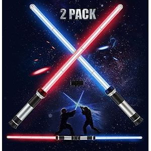 Settoo 2 stuks led-lichtzwaard voor kinderen, 2-in-1 laserzwaard Star Wars Lightsaber met licht en geluid, speelgoed voor kinderen en volwassenen, cadeau rekwisieten voor Kerstmis