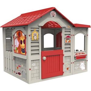 Chicos Grand Cottage XL kinderhuis voor buiten, van robuust kunststof, duurzaam, eenvoudige montage, beige met rood dak, uniek (89627)