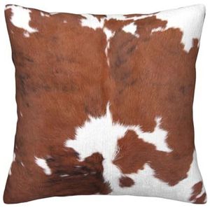 EgoMed Dierlijke bruine koeienhuid print koe, kussensloop, decoratieve kussensloop corduroy kussenslopen voor slaapkamer bank, 40,6 cm