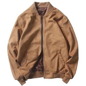 Dvbfufv Heren Suede Stand Collar Jacket Heren Jas Baseball Jacket Jeugd Korte Jas Tops, Kaki, S