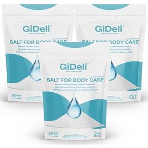 Basisch badzout, 3 kg voor ontgifting, ontzuring en huidverzorging, basisch mineraal lichaamsverzorgingszout, regeneratie na de training (3 x 1 kg)