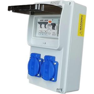 RoadEu - Stroomverdeler - 2x 230V Schuko - Aardlekschakelaar 25A - IP44