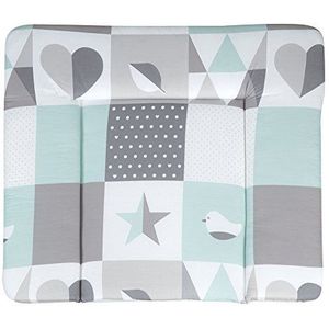 Roba Aankleedkussen 'Happy Patch mint', zachte aankleedmat 85 x 75 cm, baby commode kussen PU gecoat