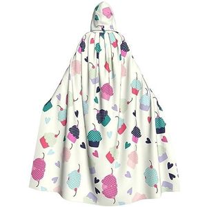 SSIMOO Cupcake Candy Hearts Sweet Betoverende Volwassen Hooded Cape Voor Halloween En Feestkostuums - Modieuze Damesgewaden, Capes