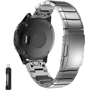 Fit for Garmin 22mm 26mm Quick Fit Titanium Metalen Horlogeband Armband geschikt for Fenix ​​7X 7 6X Pro 5X Plus/Instinct/Epix Band Polsband (Color : Titanium gray2, Size : 26mm)
