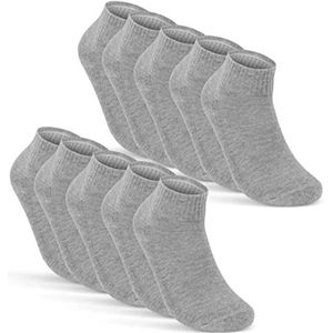 6 of 12 Paar Sneaker Sokken Heren & Dames Sportsokken Badstof Zool Katoen 16200 (35-38 10 paar Grijs)