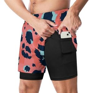 Luipaard Dier Patroon Grappige Zwembroek met Compressie Liner & Pocket Voor Mannen Board Zwemmen Sport Shorts