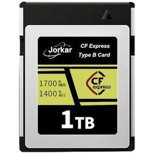 Jorkar 1TB CFexpress Type B geheugenkaart-Goud, voor Camera Nikon Z6/Z7/Z9/D6/D5/D850, voor Canon EOS-1DX/C500/R5C R3, voor Panaso GH6/S1/S1R/S1K, DJI, hoge snelheid tot 1700 MB/s