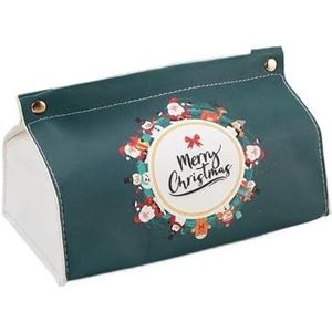 MAKOMAKI Kerst Gedrukt Tissue Box Platte Mond Papier Doos PU Lederen Tissue Box Kerst Stijl Huishoudelijke Accessoires(1)
