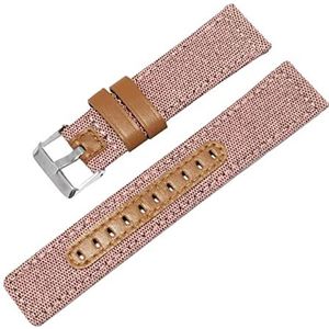 Horlogebandjes voor mannen en vrouwen, horlogeband 20 mm-22 mm nylon waterdichte horlogeband met snelsluiting for analoog horloge, quartz horloge met wijzerplaat (Color : Pink, Size : 20mm)