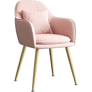 GEIRONV 1 stks metalen benen eetkamerstoel, met kussen fluwelen keukenstoel for woonkamer slaapkamer appartement lounge stoel Eetstoelen (Color : Pink)