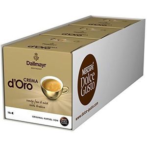 NESCAFÉ Dolce Gusto Dallmayr Crema d'Oro, 48 koffiecapsules, 100% Arabica-bonen, fijne crema en vol aroma, snelle bereiding, aromaverzegeld, verpakking van 3 stuks (3 x 16 capsules)