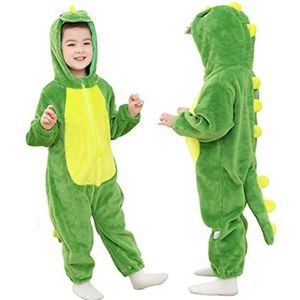 Doladola baby rompertje Dier Hooded Jumpsuits Baby Outfit, Comfortabele Pyjama, baby outfit voor Halloween en Thuis(Groene dinosaurus, 18-24 maanden)